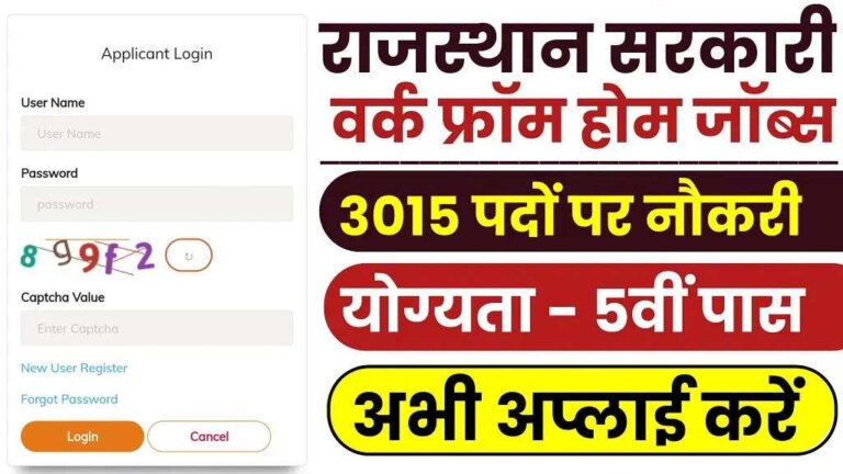 Rajasthan Work From Home 3015 Recruitment 2024