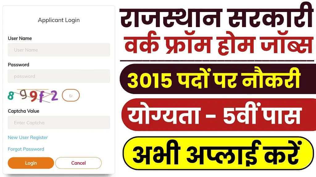 Rajasthan Work From Home 3015 Recruitment 2024